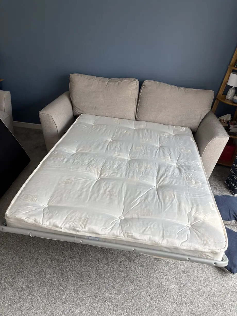 Forte Grey 3 Seater Sofa + Deluxe Mattress Bed