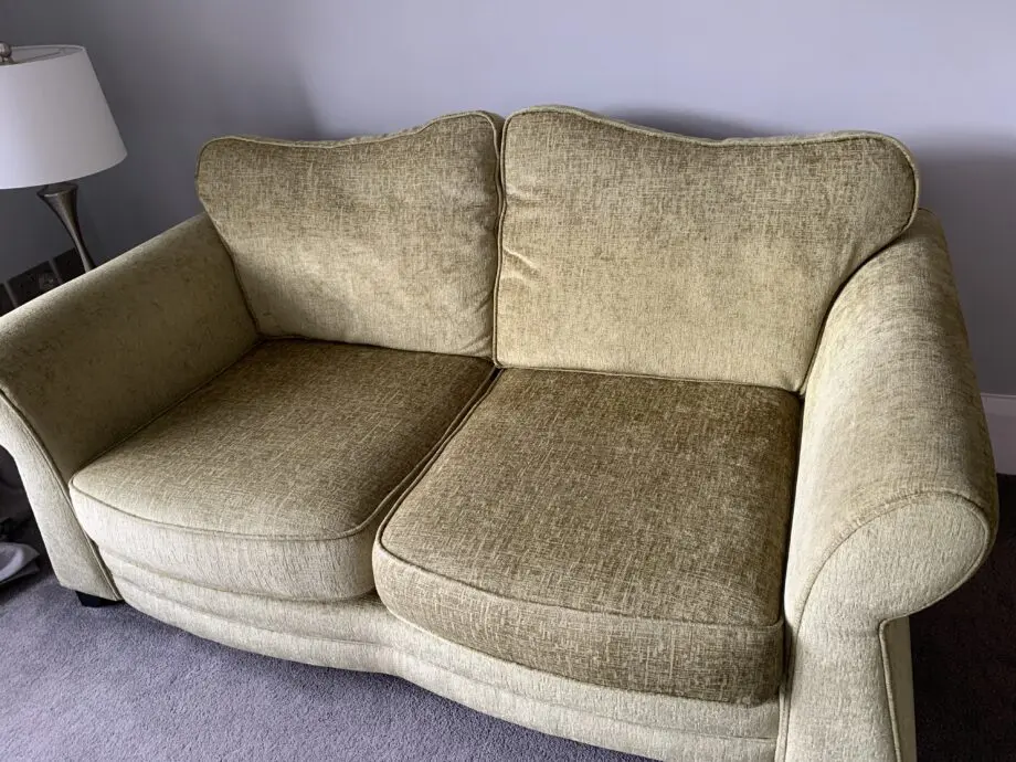 2 DFS green sofas plus 1 ottoman