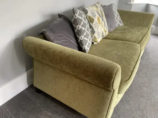2 DFS green sofas plus 1 ottoman