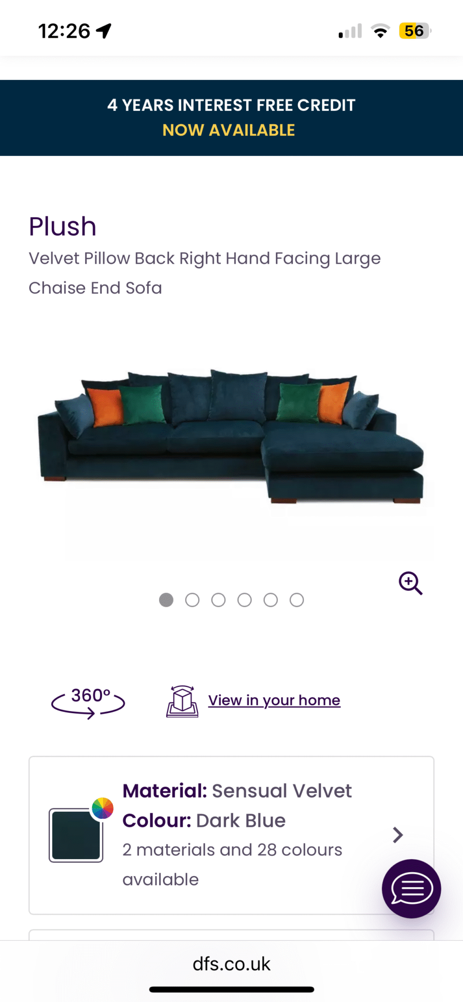 Large DFS sofa right hand facing chaise end