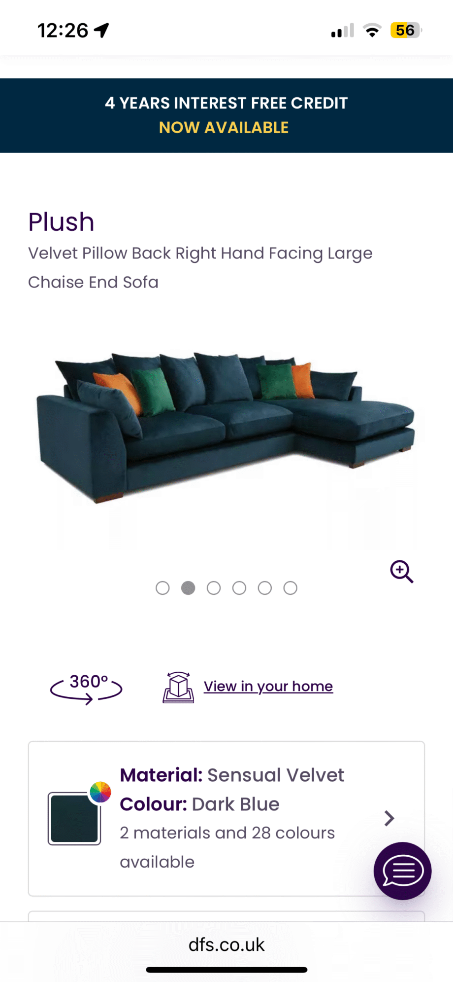 Large DFS sofa right hand facing chaise end