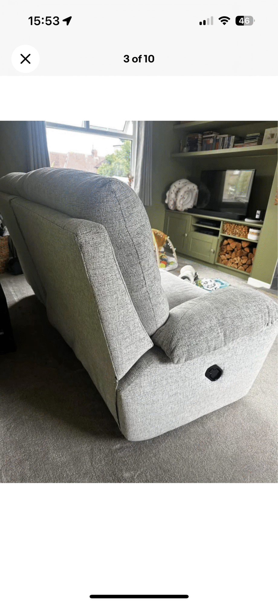 SCS Silver 3 Seater Reclining Sofa