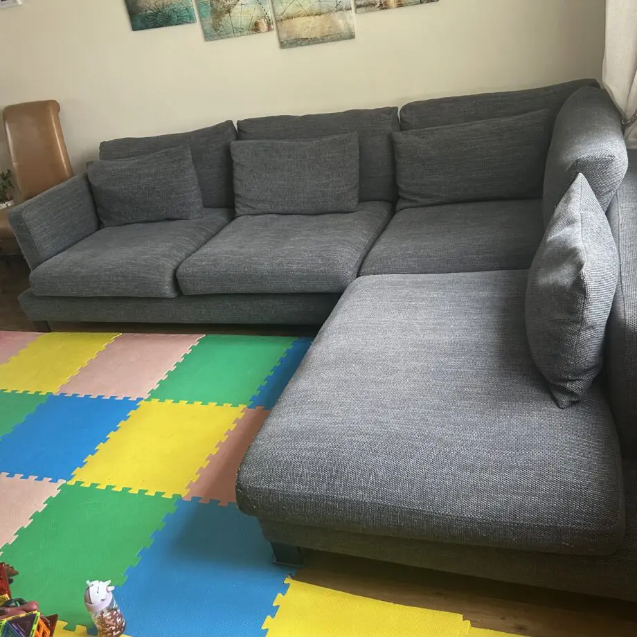 Dwell Lugano Grey Left Hand Facing Arm 3 Piece Open End Corner Sofa