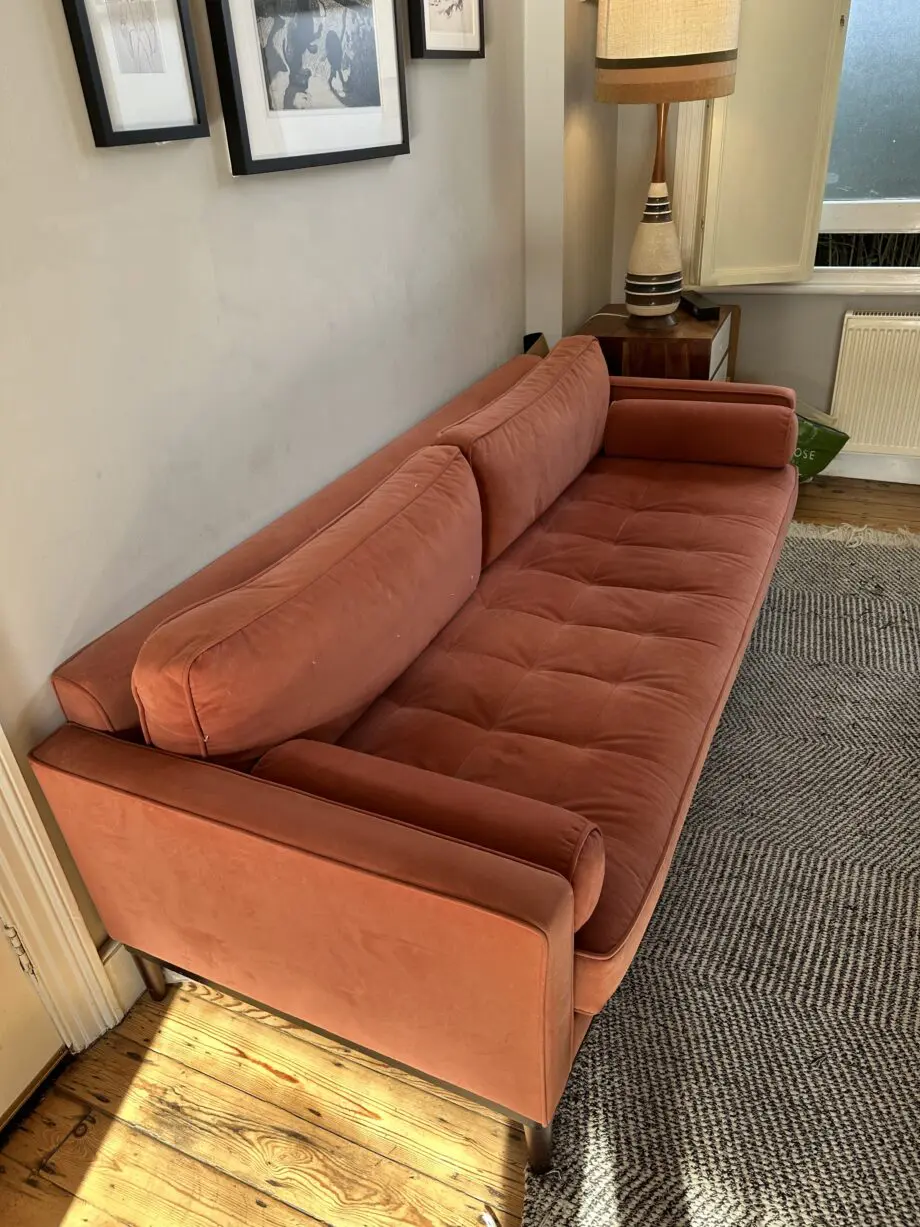 3 Seater Sofa - Swyft Model 02 3 Seater Sofa in Brick / Coral / Pink