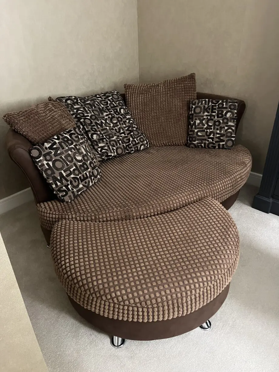 Snuggle corner sofa with footstool