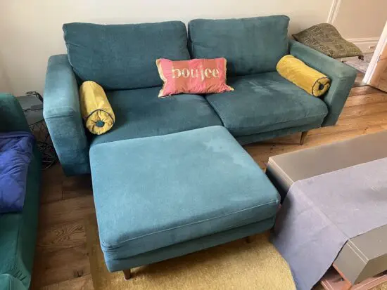 Snug ‘Big Chill’ sofa in Teal + footstool set