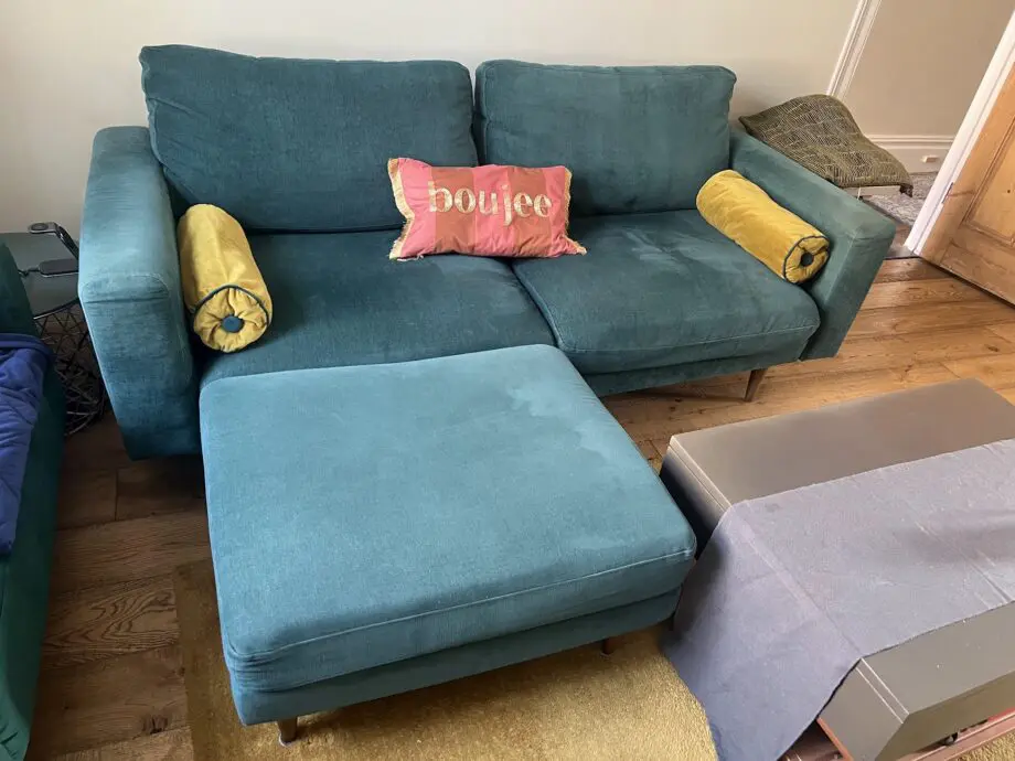 Snug ‘Big Chill’ sofa in Teal + footstool set