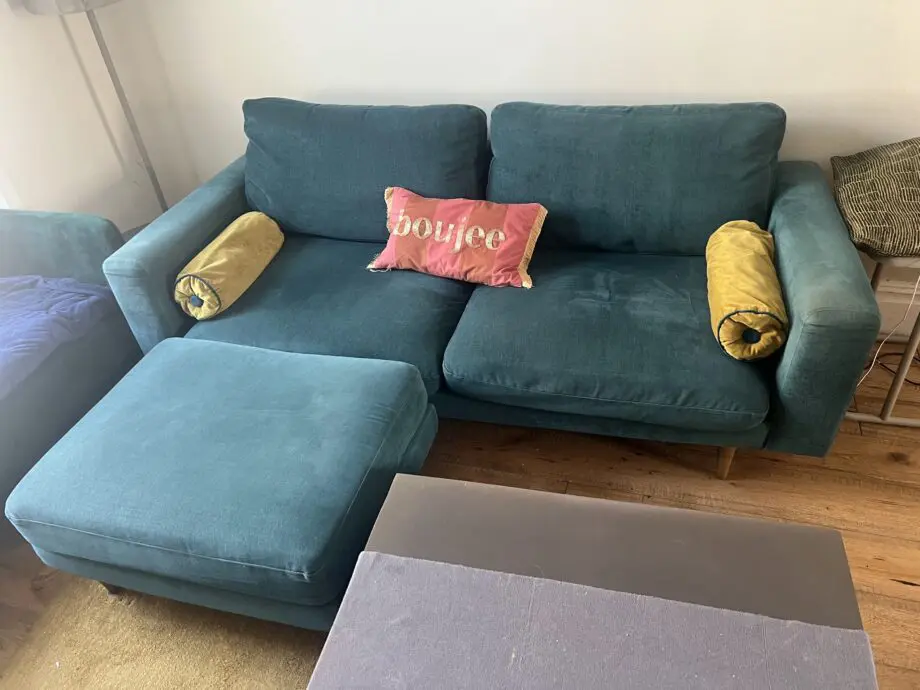 Snug ‘Big Chill’ sofa in Teal + footstool set
