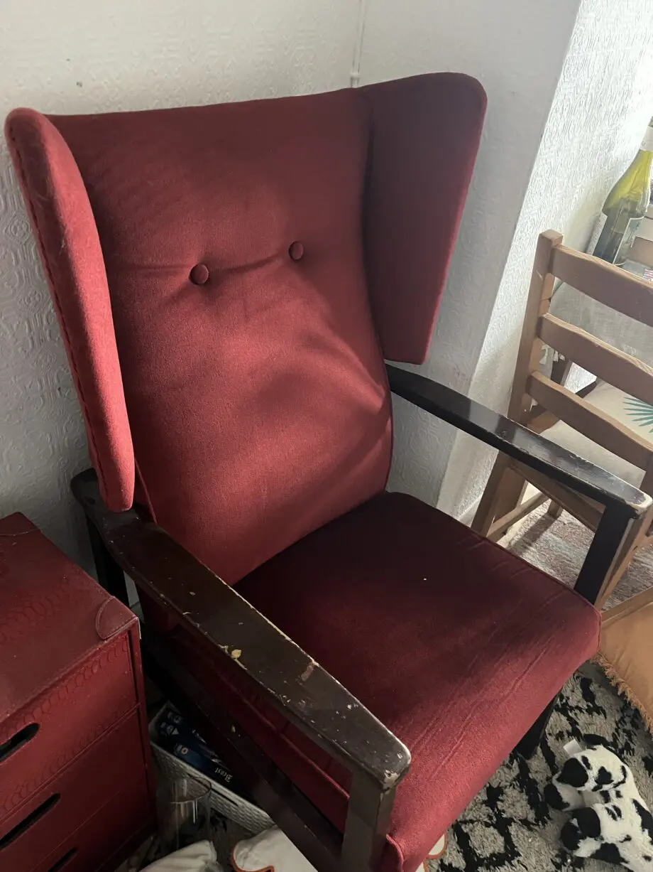 Red wingback chair