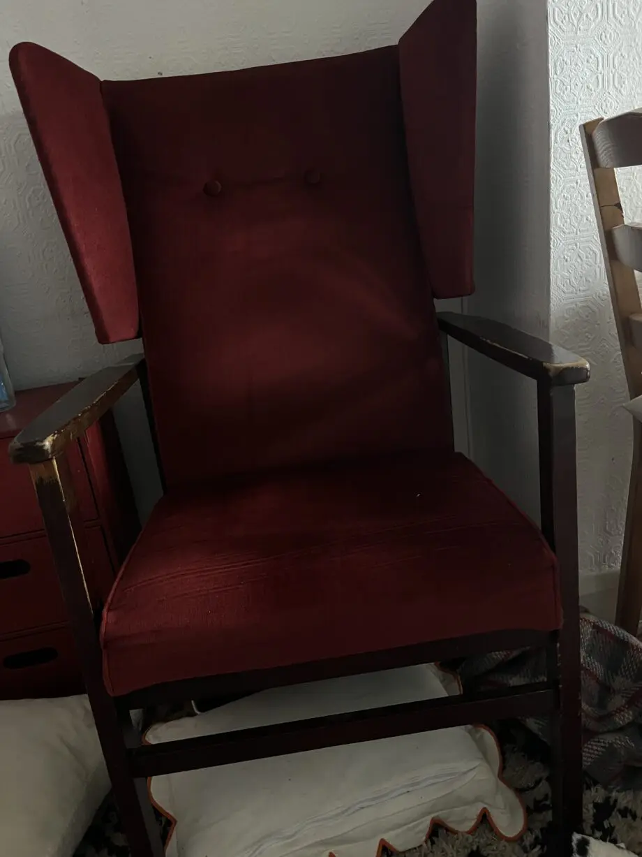 Red wingback chair