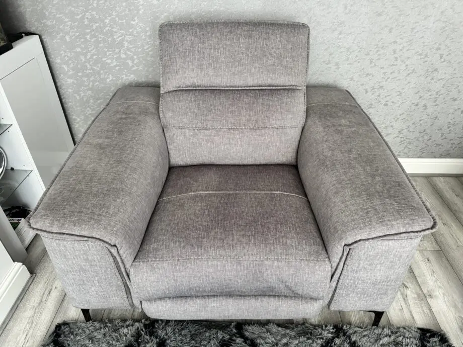 DFS Grey Sonder Electric Recliner 3 Seater Sofa, Chair & Footstool