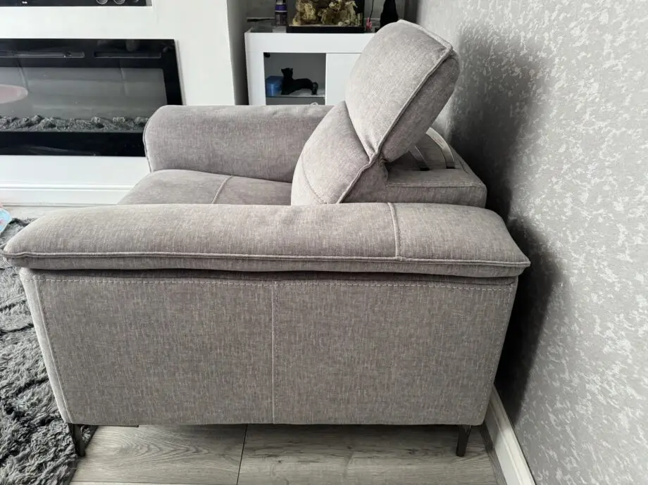 DFS Grey Sonder Electric Recliner 3 Seater Sofa, Chair & Footstool