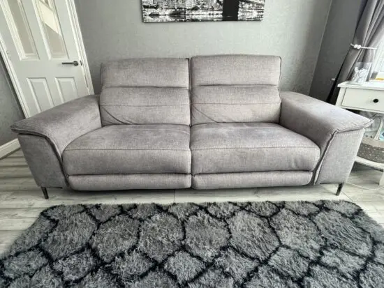 DFS Grey Sonder Electric Recliner 3 Seater Sofa, Chair & Footstool