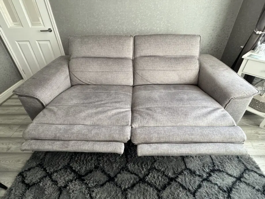 DFS Grey Sonder Electric Recliner 3 Seater Sofa, Chair & Footstool