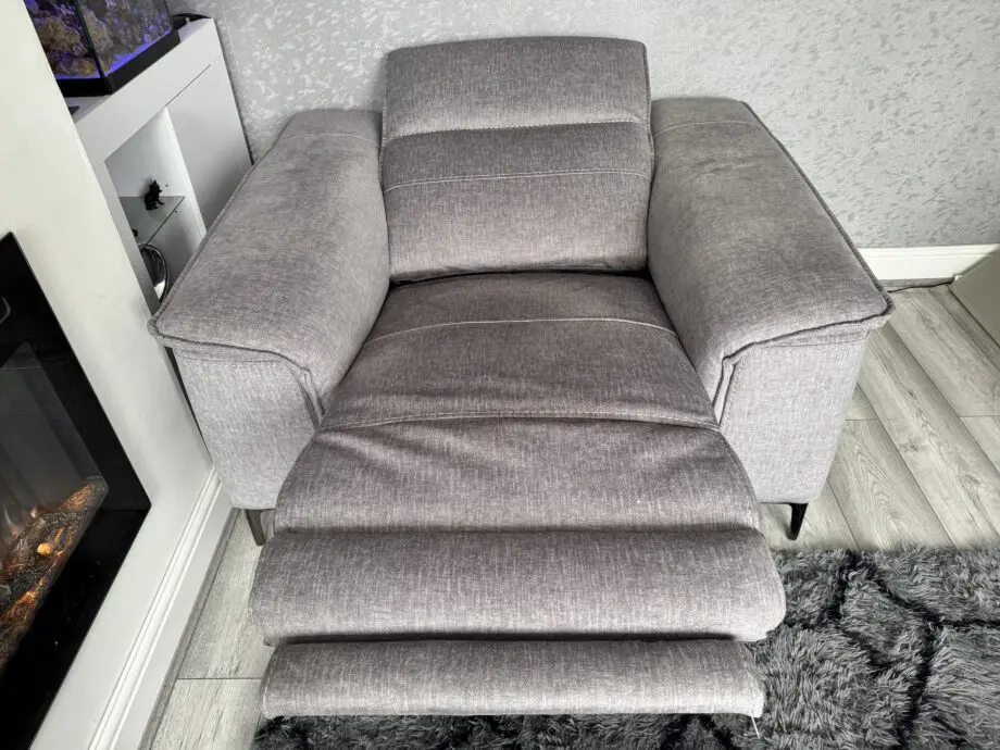 DFS Grey Sonder Electric Recliner 3 Seater Sofa, Chair & Footstool