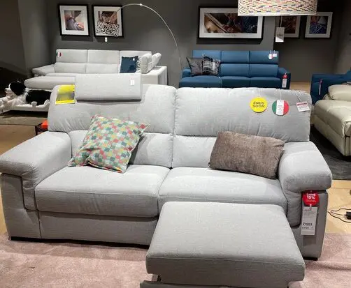 SCS Arvigo 3 Seater Grey Sliding Sofa with Sliding Footrest