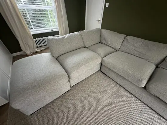 Large Grey Corner Sofa and Foot Stall