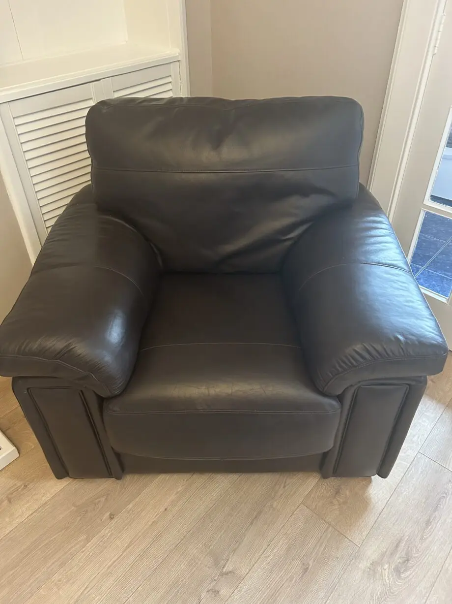 Harvey’s brown leather sofa