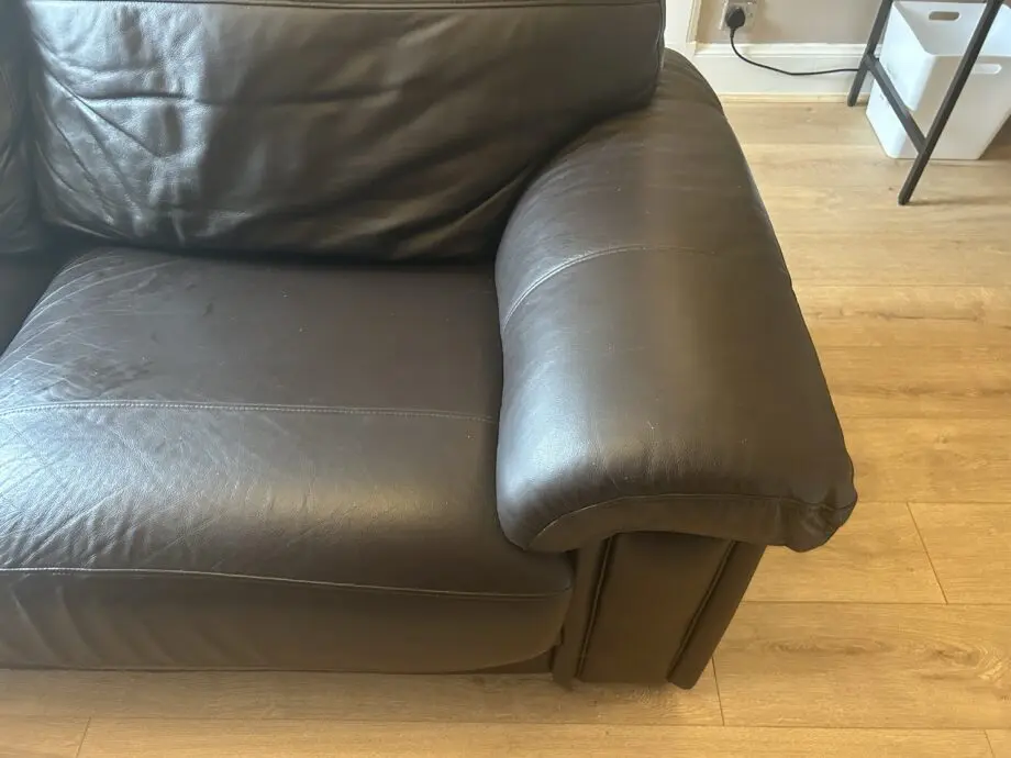 Harvey’s brown leather sofa