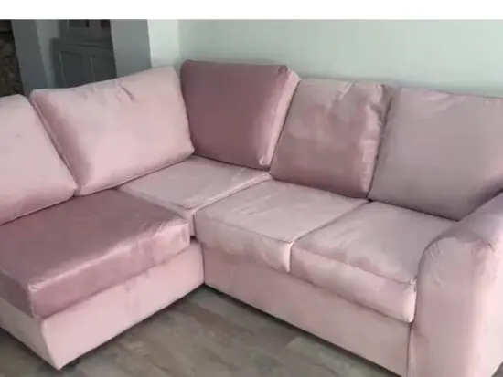 Dusky Pink Left Hand L Shaped Sofa