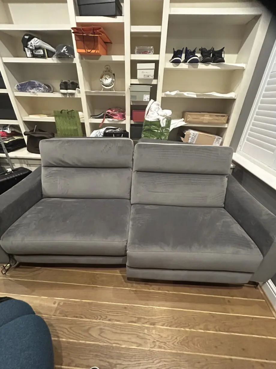Grey natuzzi reclinable sofa