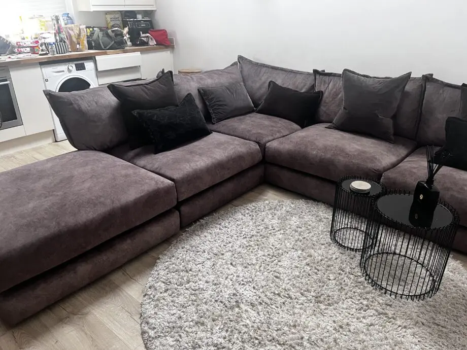 DFS Devine corner sofa in chocolate