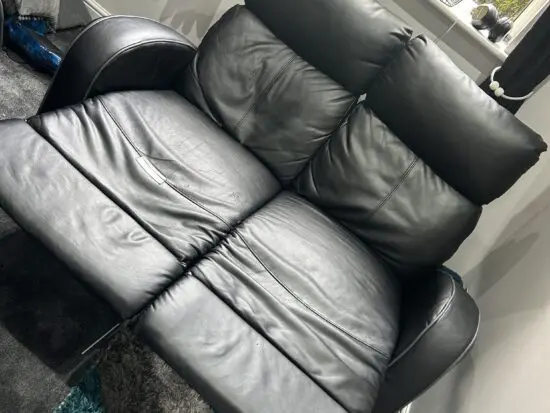 Black leather recliner 2 seater