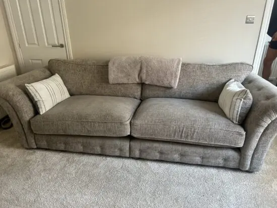 Beige 4 seater and cuddle chair