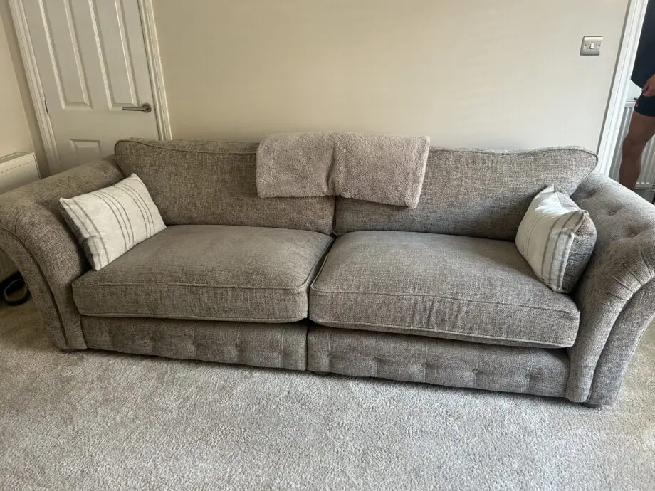 Beige 4 seater and cuddle chair