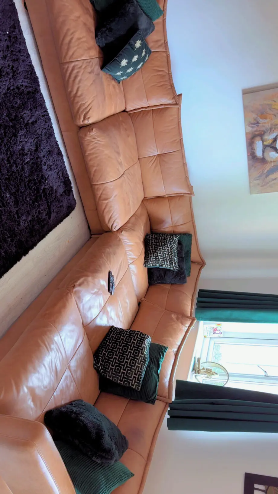 Tod Camel Leather Corner Group by Alexander & James