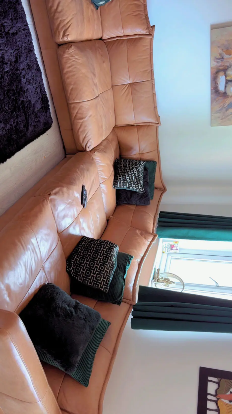 Tod Camel Leather Corner Group by Alexander & James