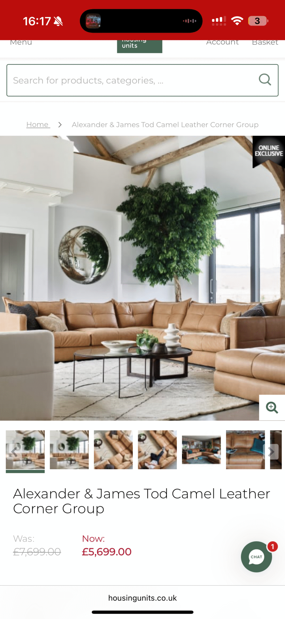 Tod Camel Leather Corner Group by Alexander & James
