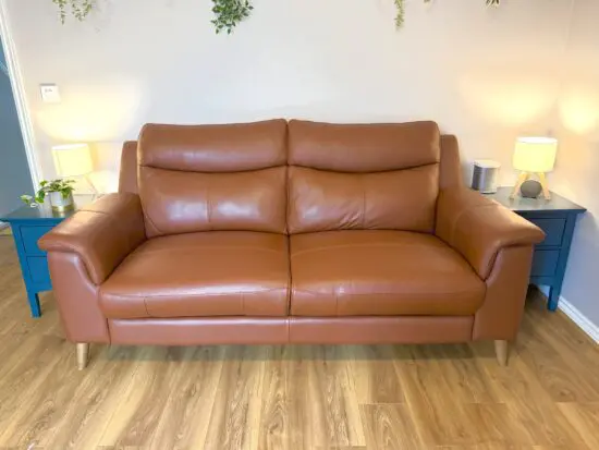 SCS Olso Tuscan Tan Brodie Genuine Leather 3 Seater Sofa only a few months old