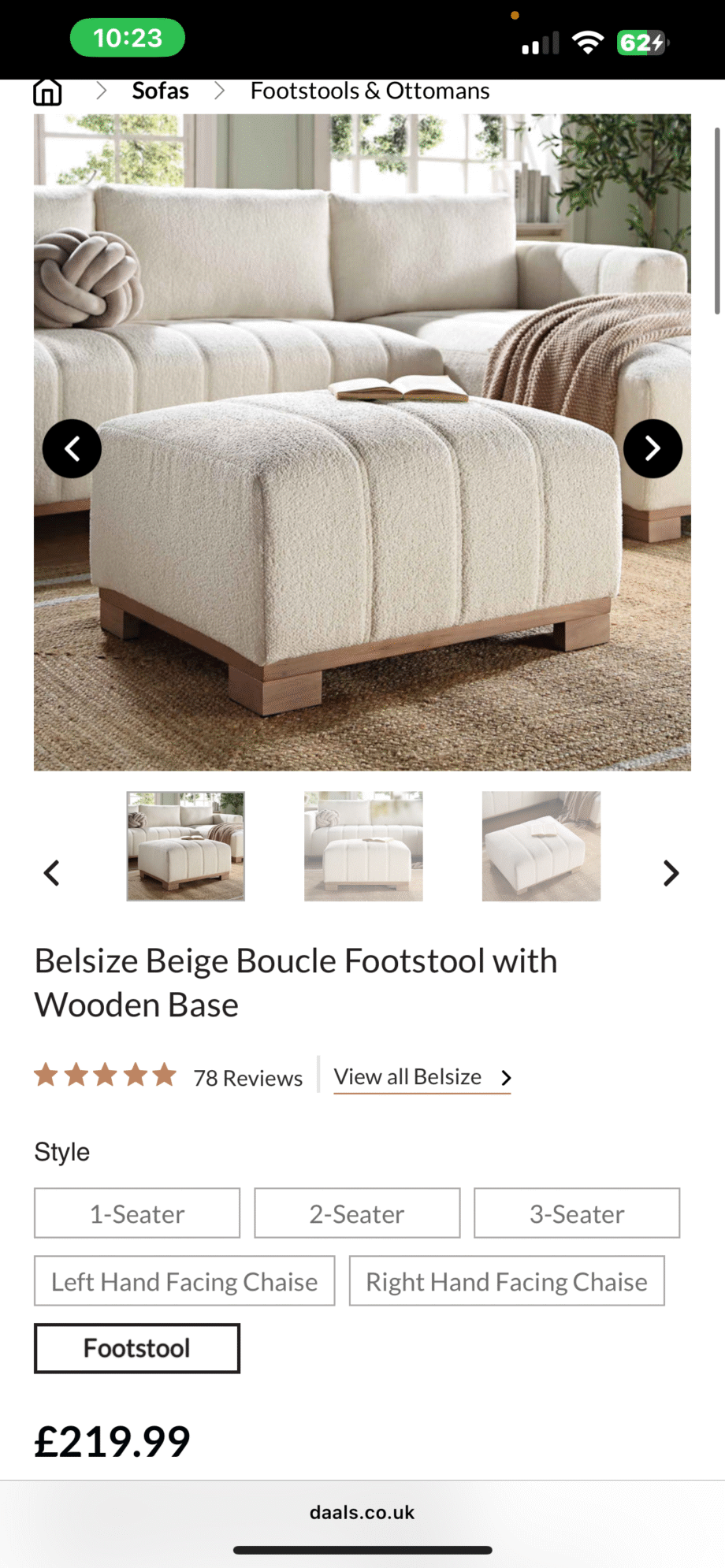 3 seater sofa with footstool