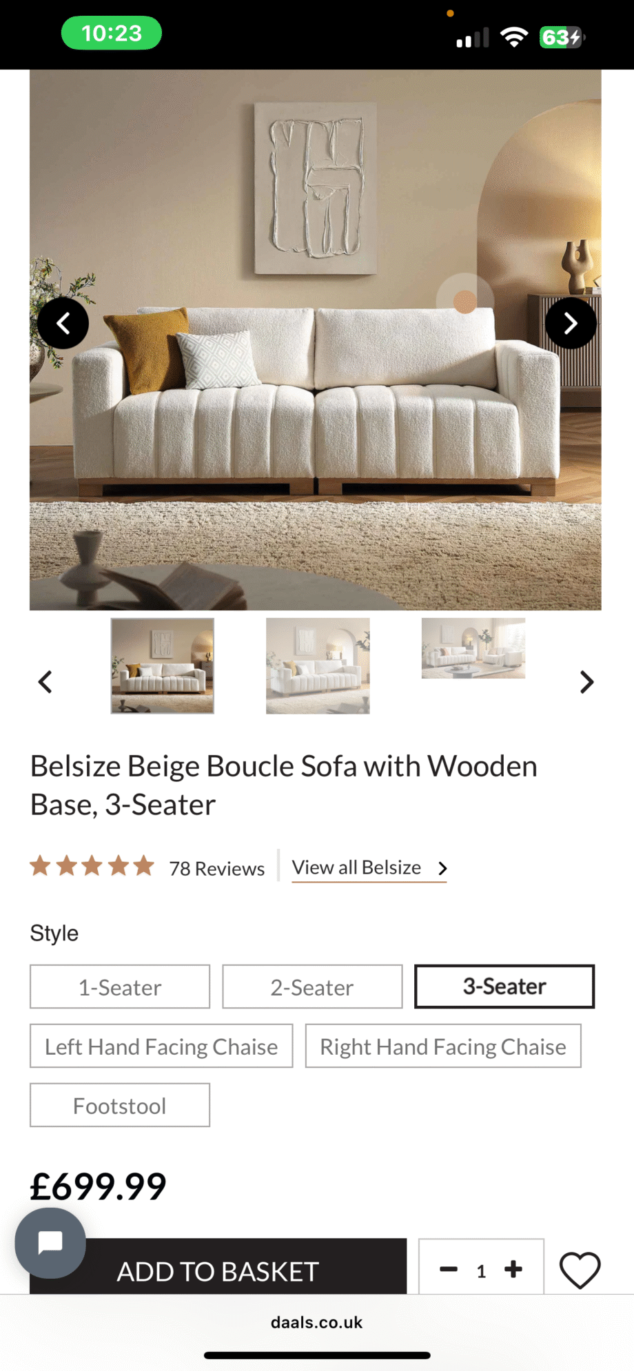 3 seater sofa with footstool