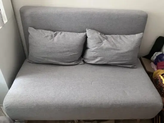 Homebase Grey Folding Sofa Bed with Two Cushions Ellia Brushed Fabric
