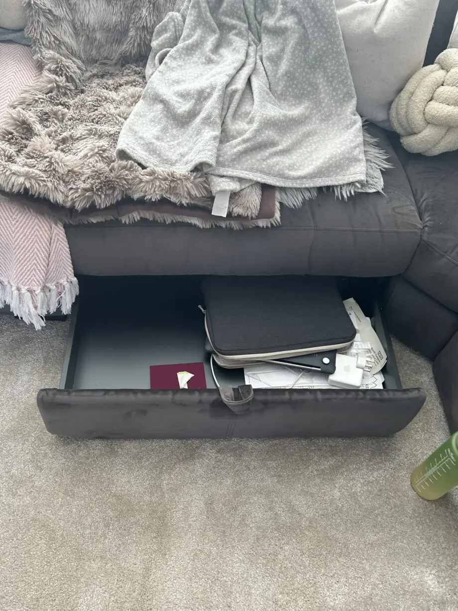 Dfs hike plush velvet storage corner sofa