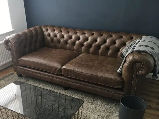 Distinctive Chesterfield Handmade Brown Leather 3 seater