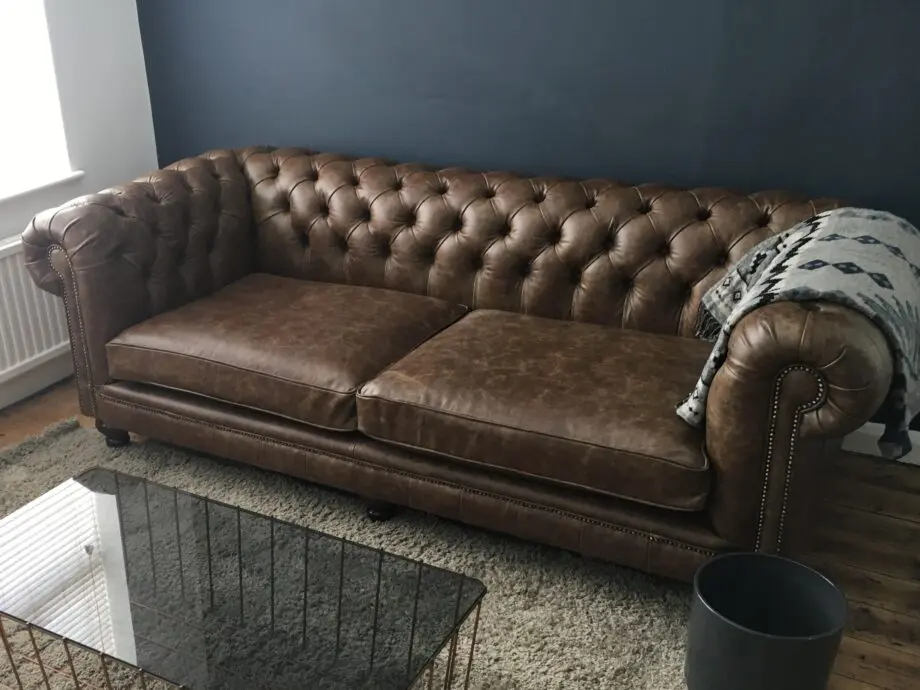 Distinctive Chesterfield Handmade Brown Leather 3 seater