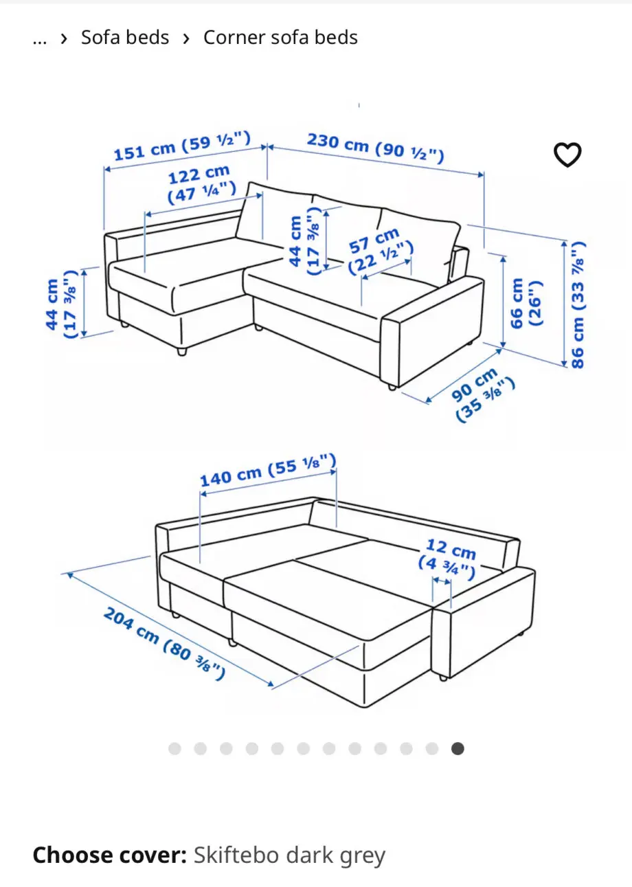 IKEA corner sofa bed with storage