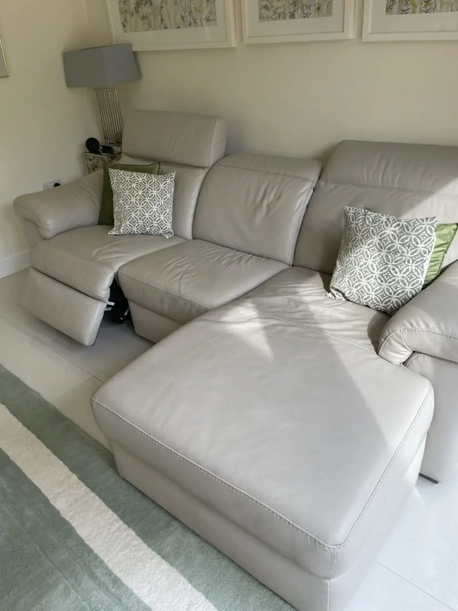 Reclining leather sofa and matching two seater sofa beige