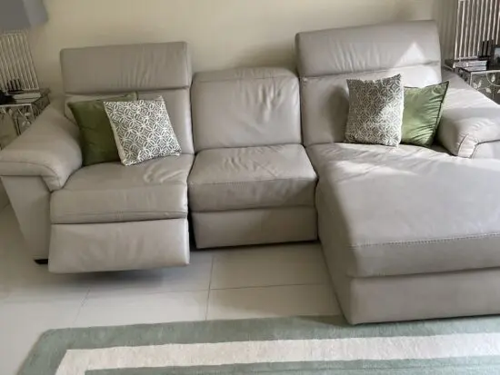 Reclining leather sofa and matching two seater sofa beige