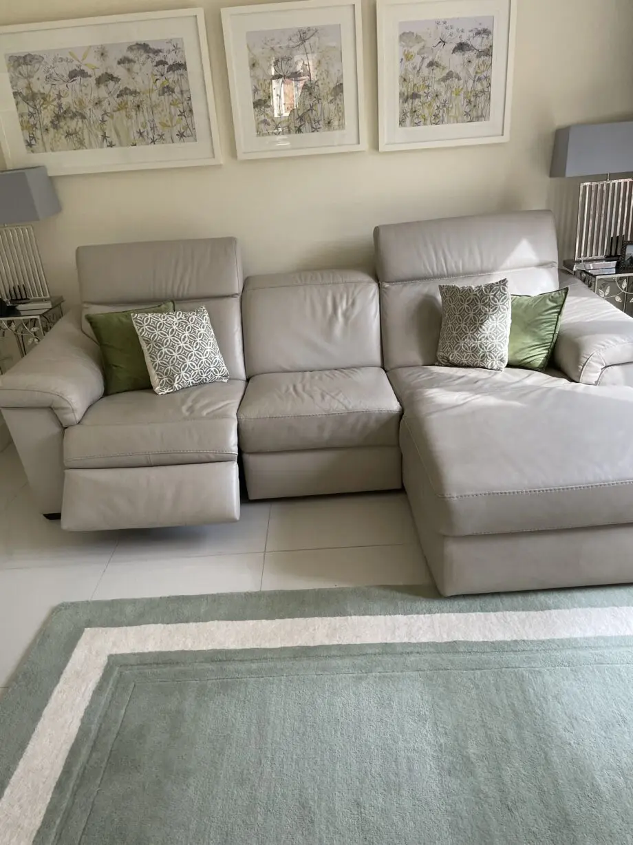 Reclining leather sofa and matching two seater sofa beige