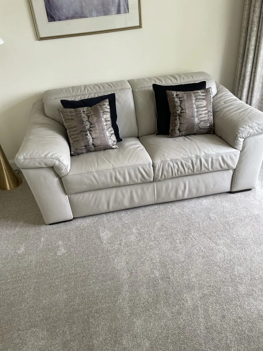 Reclining leather sofa and matching two seater sofa beige