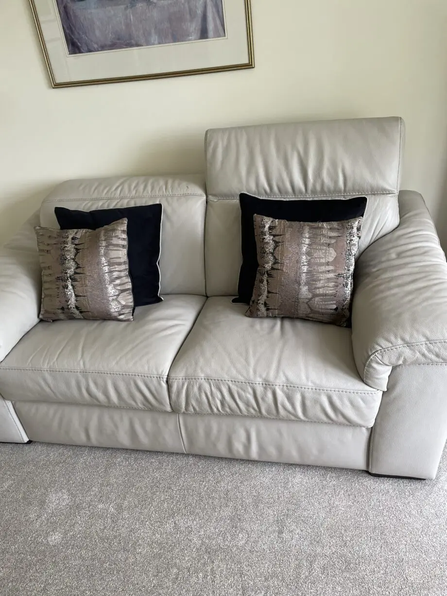Reclining leather sofa and matching two seater sofa beige