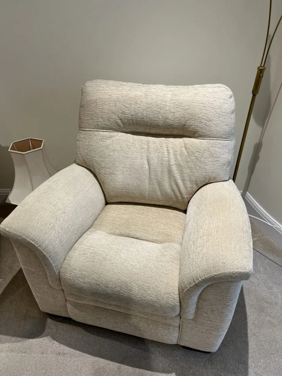 Parker Knoll Hudson two seater sofa and two matching armchairs in Boucle Oyster