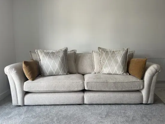 Oak furniture Land Ashby 4 Seater pillow back Cream sofa