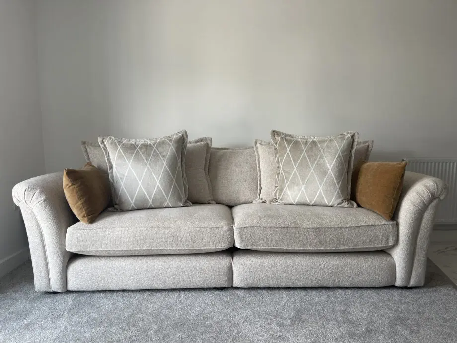 Oak furniture Land Ashby 4 Seater pillow back Cream sofa