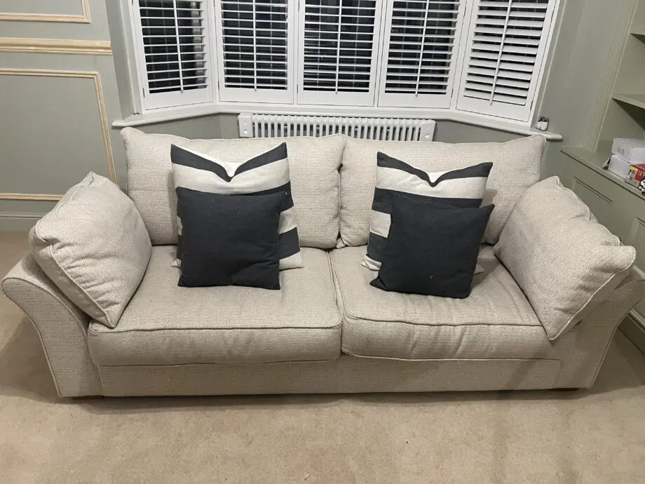 Sofaworks, cream 3 seat, 2 seat and footstool set