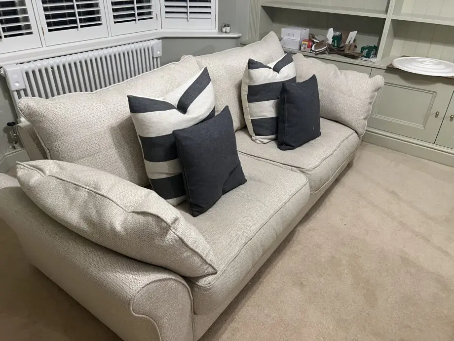 Sofaworks, cream 3 seat, 2 seat and footstool set